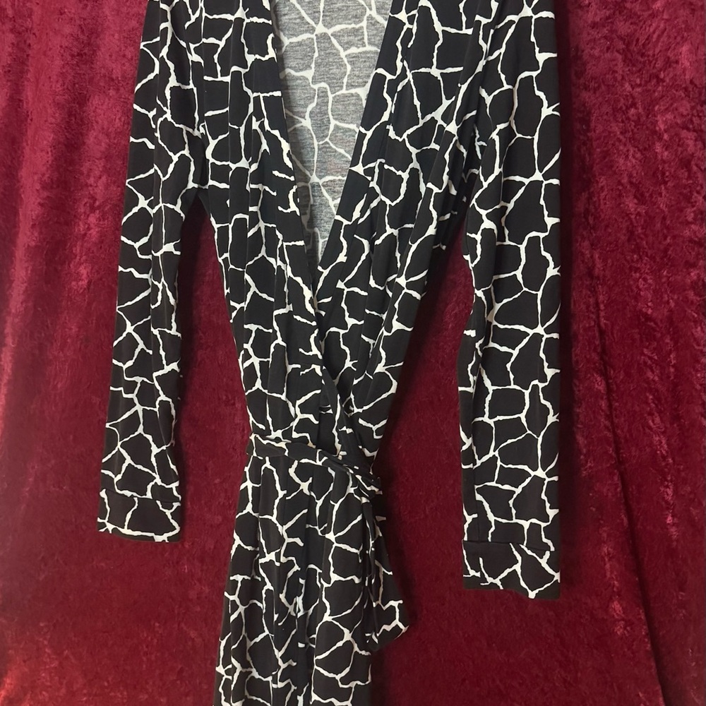 Elegant Black and White Women's wrap around dress